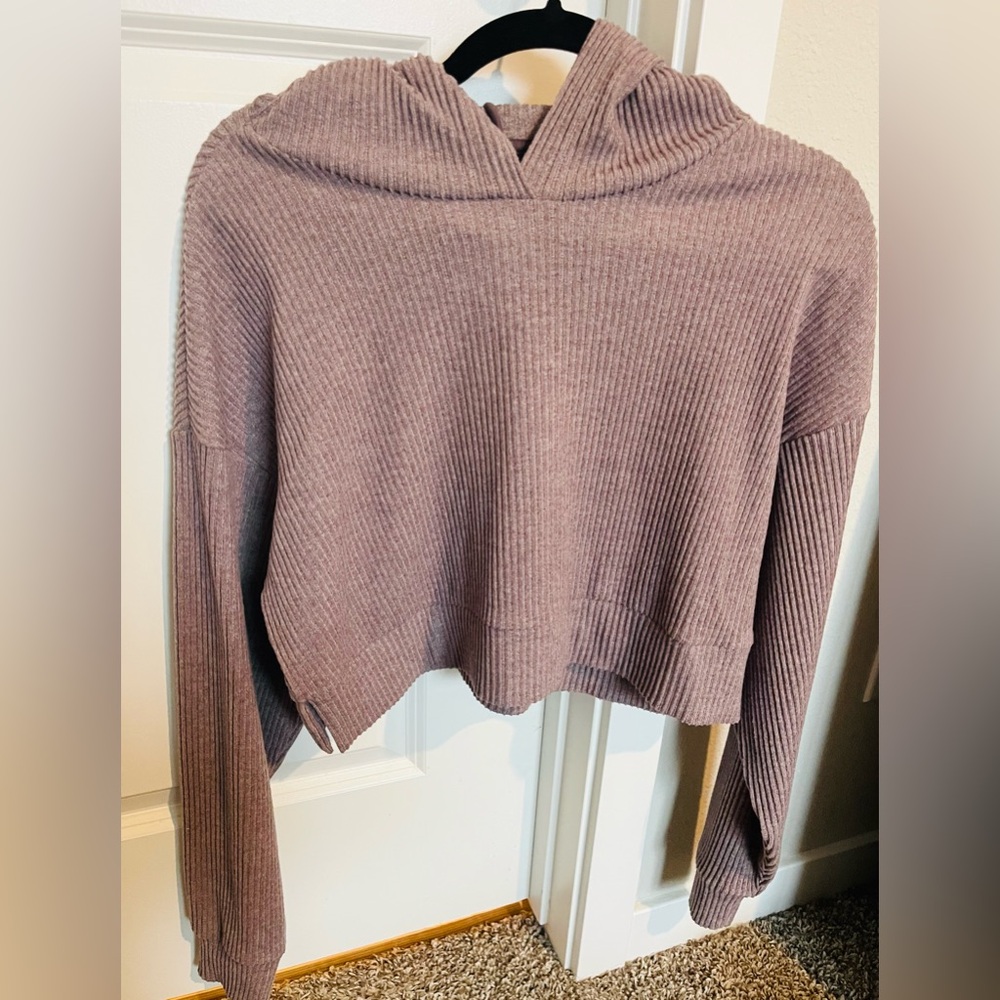 ALO Yoga Amethyst Ribbed Cropped Hoodie